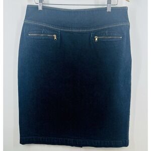Lauren Ralph Lauren Denim Knee Length Pencil Skirt Sz 12 Dark Wash Western S1039